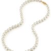THE PEARL SOURCE 14K Gold AAA Quality Round Pearl Necklace