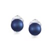Elegant Peacock Black Freshwater Pearl Clip-On Stud Earrings in Sterling Silver
