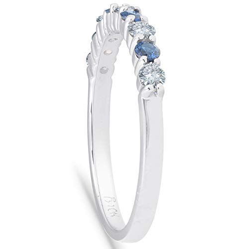 Elegance in White Gold: 1/2CT Blue Sapphire & Diamond Wedding Ring