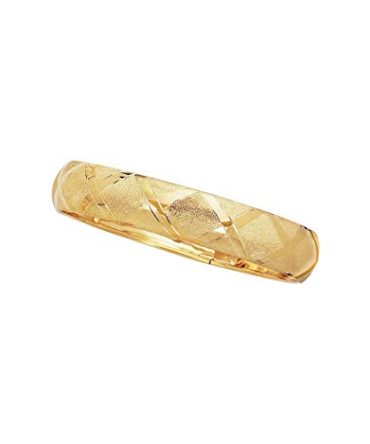 10k Yellow Gold 12.0mm Shiny Bangle Bracelet With Diamond