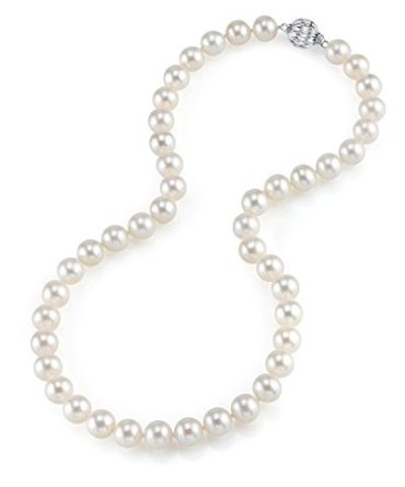 THE PEARL SOURCE 7-8mm AAA Quality Round White Pearl Necklace