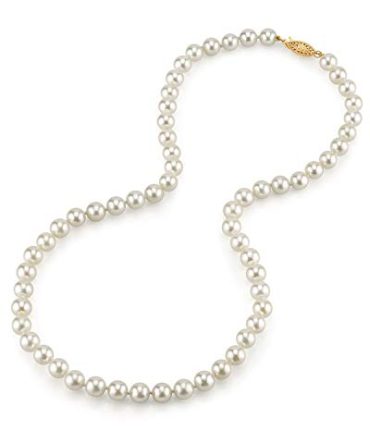 THE PEARL SOURCE 14K Gold 6.5-7.0mm Round Genuine White Japanese