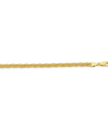 14k Yellow Gold Sparkle Cut Braided Fox Chain