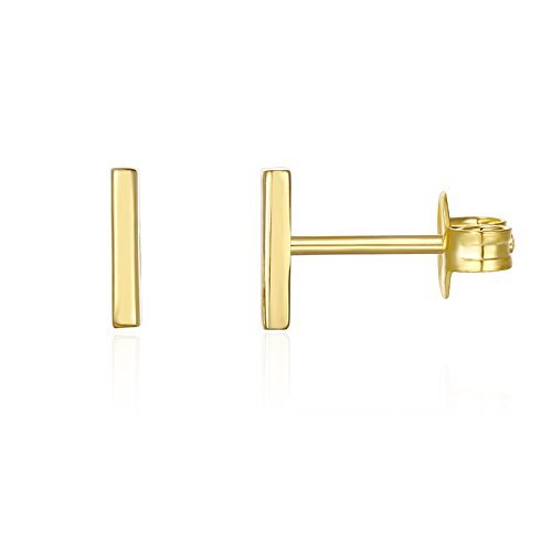 PAVOI 14K Gold Plated Mini Bar Stud Earrings