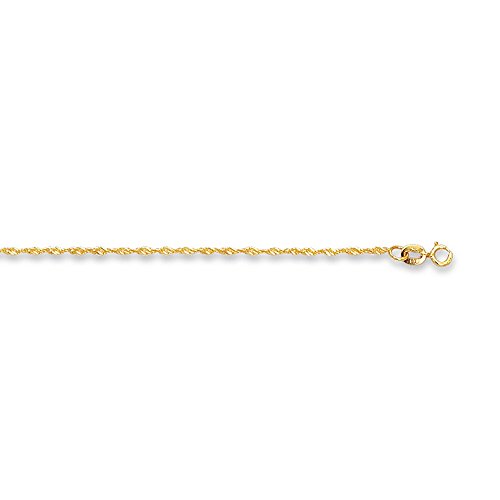 14k Yellow Gold Singapore Chain Anklet With Spring Rin