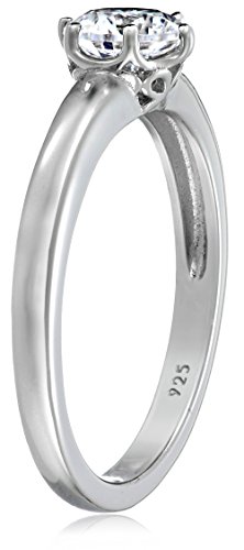 Size 8 Platinum Solitaire Ring set with Round Swarovski Zirconia