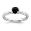Gemstone 925 Sterling Silver Black Agate Band Ring Size 9.00 Stone