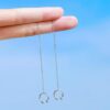 Cuff Chain Earrings Silver Tassel Wrap
