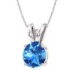 Blue Topaz Solitaire Necklace in 14k White Gold