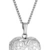 Sterling Silver Engraved Flowers Heart Locket Necklace
