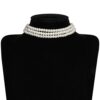 Round Imitation Pearl Choker Necklace Multi Strands Choker