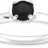 Gemstone 925 Sterling Silver Black Agate Band Ring Size 9.00 Stone