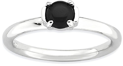 Gemstone 925 Sterling Silver Black Agate Band Ring Size 9.00 Stone