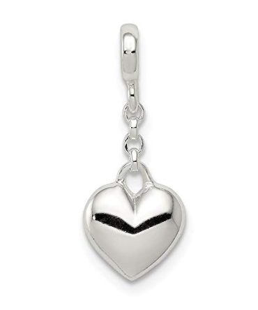 Sterling Silver Heart 1/2in Dangle Enhancer Necklace