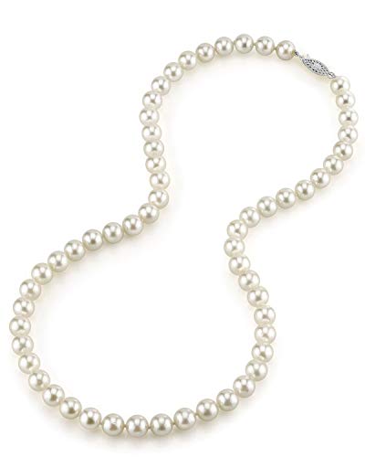 14K Gold White Japanese Akoya Saltwater Cultured Pearl Necklace