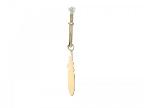 Fossil Feather Gold-Tone Stainless Steel Hoop Earrings