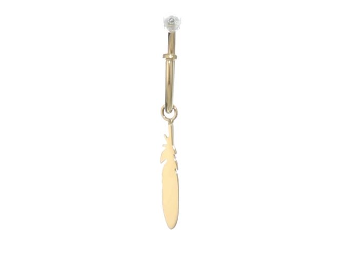 Fossil Feather Gold-Tone Stainless Steel Hoop Earrings