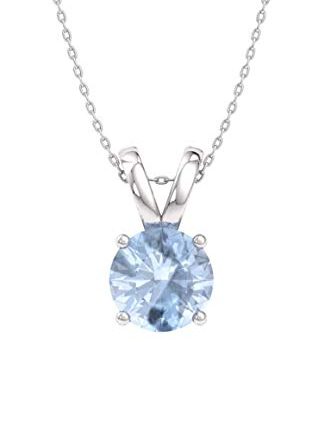 Diamondere Natural and Certified Aquamarine Solitaire Necklace
