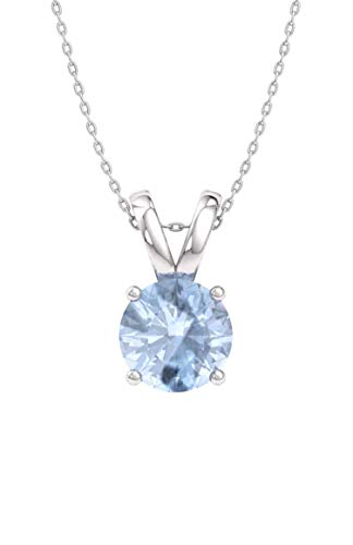 Diamondere Natural and Certified Aquamarine Solitaire Necklace