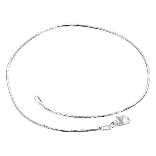 Sterling Silver Lobster Clasp Diamond-Cut Snake Foot Chain