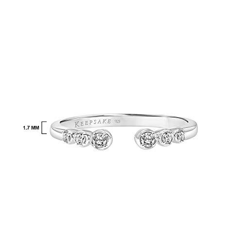 Open Ring for Women with Bezel Set Diamonds Stackable Band