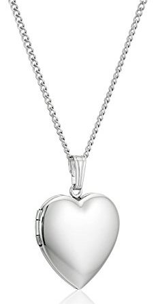 Sterling Silver Polished Heart Locket Pendant Necklace