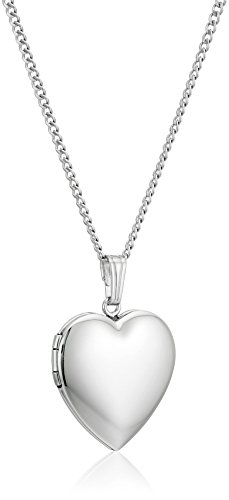 Sterling Silver Polished Heart Locket Pendant Necklace