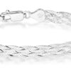 Miabella Sterling Silver Italian 6-Strand Diamond Chain Bracelet