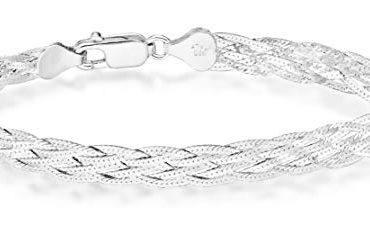 Miabella Sterling Silver Italian 6-Strand Diamond Chain Bracelet