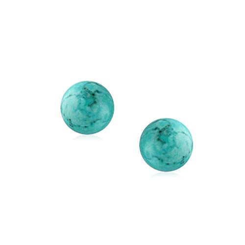 Simple Gemstone Stabilized Turquoise Round Ball Stud Earrings
