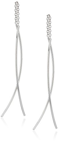 Silver Double Curved Threader Drop Earrings