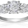 Amazon Collection Platinum-Plated Sterling Silver Round Ring