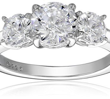 Amazon Collection Platinum-Plated Sterling Silver Round Ring