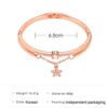 Rose Gold Star Bangle Bracelet for Women - Dainty Cuff with CZ Zircon Diamond Charms and Tassel Chain
