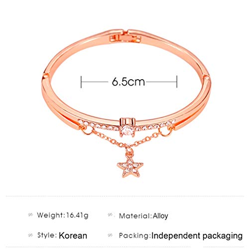 Rose Gold Bangle Bracelet for Girls, Cnebo Dainty Star Cuff Bracelet