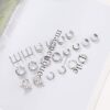 LOYALLOOK 10 Pairs Silver Stainless Steel Ear