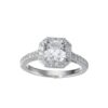 Sterling Silver Halo Ring set with Asscher Cut Swarovski Zirconia
