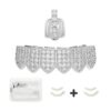 Make a Statement with Style – Silver CZ Bar Grillz Set Top & Bottom with Molding Bars