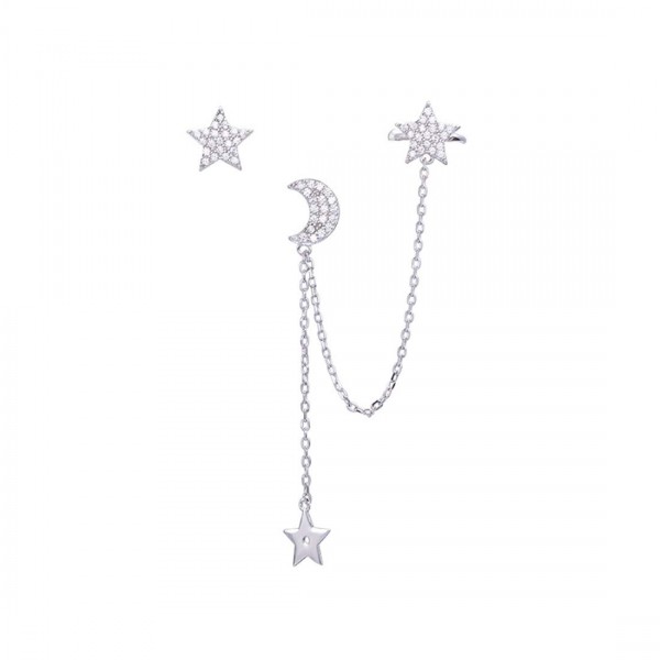 SLUYNZ Sterling Silver Cuff Earrings Chain