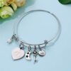 Bangle Bracelets For Women Initial Gifts - Engraved D Initial Bracelet