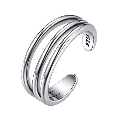 Sterling Silver 3 Row Simple Toe Ring, Hypoallergenic 925 Silver