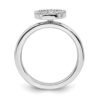 925 Sterling Silver Peace Symbol Diamond Band Ring