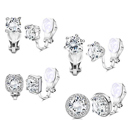 SAILIMUE 4 Pairs Clip Earrings Wedding Sets
