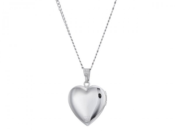 Sterling Silver Polished Heart Locket Necklace