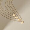 14K Gold Plated Initial Necklace – Elegant Hammered Disc Pendant with Adjustable Chain