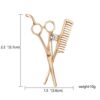 Hairdresser Scissors and Comb Brooch Pin