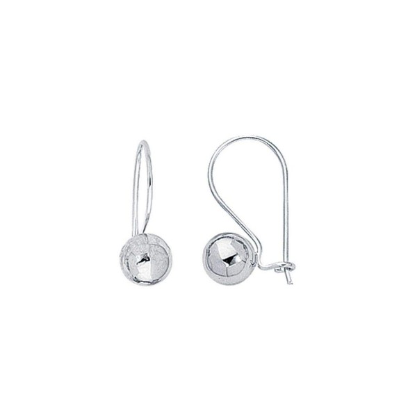 14k White Gold Round Ball Lever Back Earrings