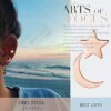Stainless Steel 9 Pairs Rose Gold Moon Stud Earrings