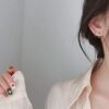 Hypoallergenic Cartilage Ear Piercing Wrap Earring Studs in White Gold