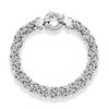 Miabella Sterling Silver Italian 9mm Classic Byzantine Chain Bracelet